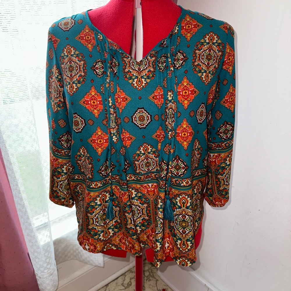 Ruby Rd Blue Patterned Blouse - Picture 2 of 4